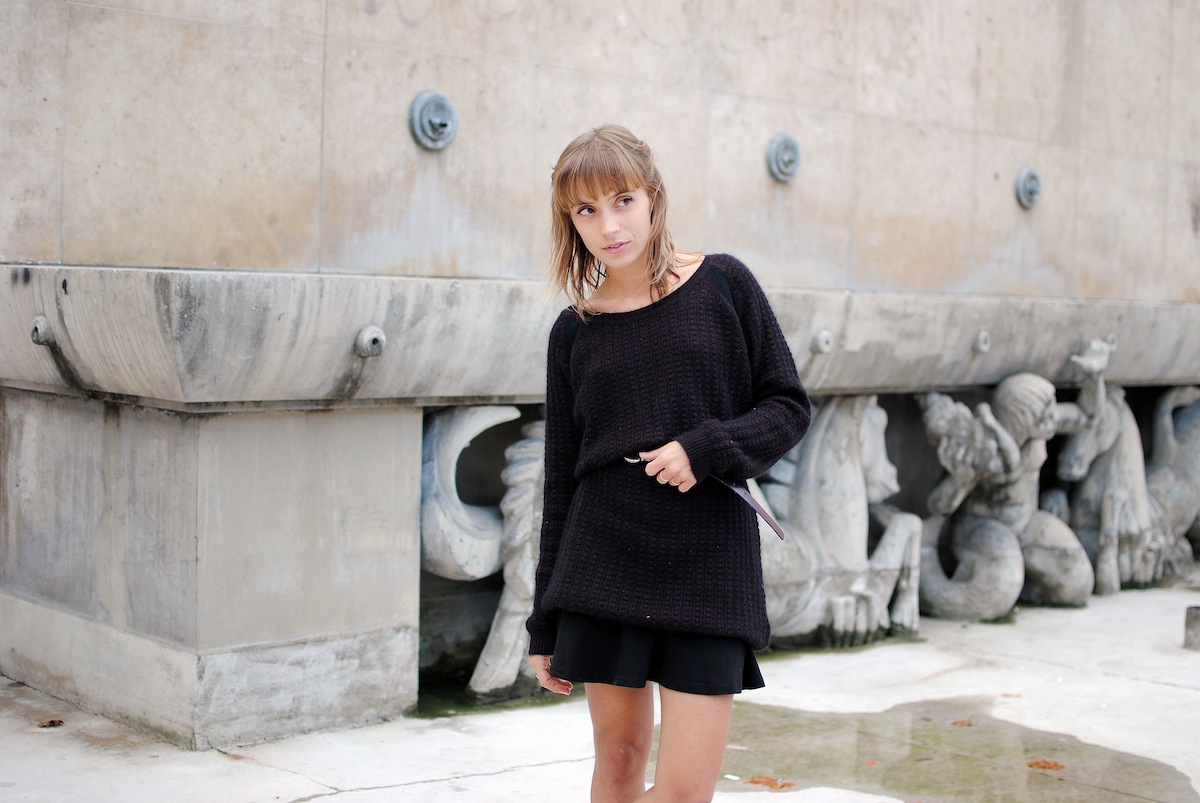 ook pull oversized et jupe patineuse