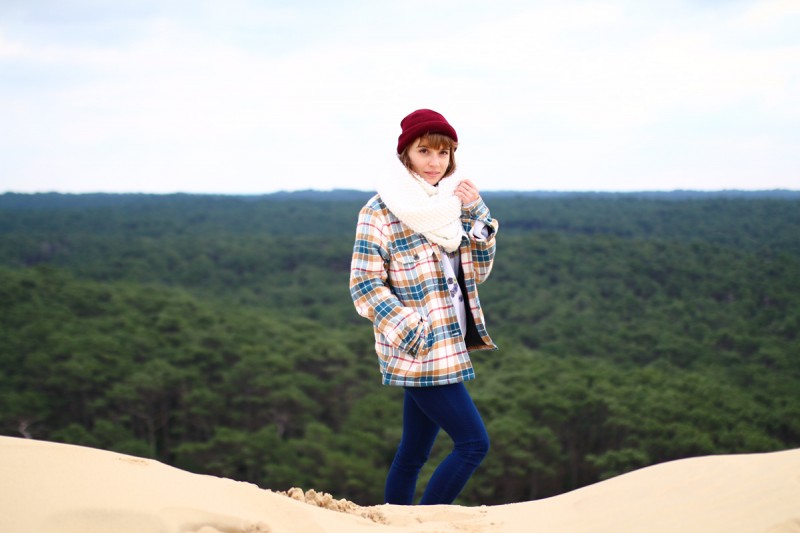 look bonnet bordeaux obey et gros snood beige