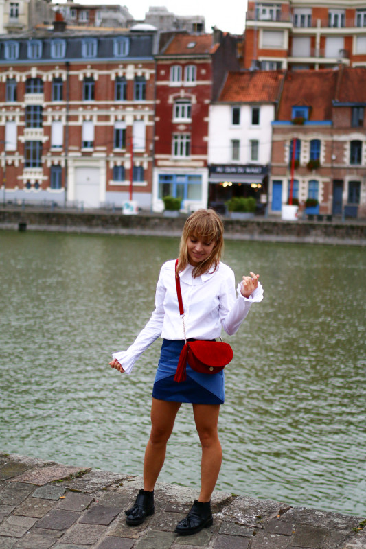 Look Seventies jupe en jean et chemise blanche I Sp4nkblog-7