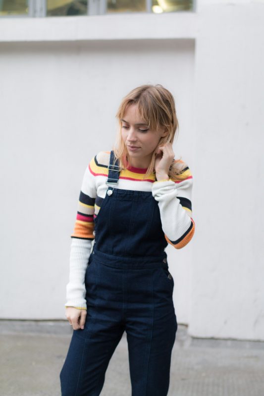 Salopette en jean pull raye et stan smith I Sp4nkblog-7